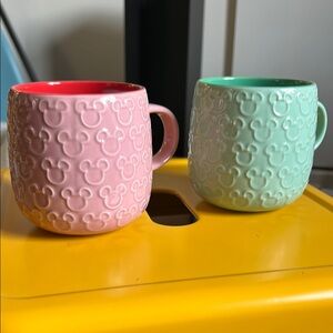 Disney Mickey Mouse Embossed Mug Set - Pink and Green